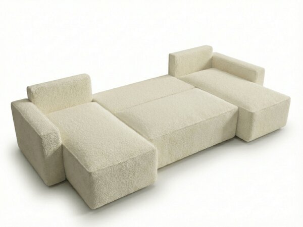 Canapea extensibila in forma de U SMART BOUCLE, verde inchis, 303x143 cm