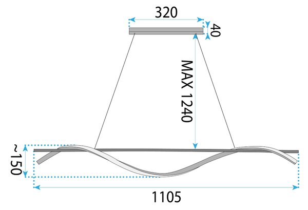 Lampă suspendată LHJ019-CP 120 cm NEAGRĂ