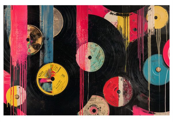 Tablou discuri de vinil street art