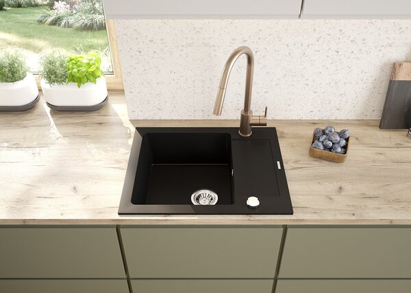 Oltens Gravan chiuvetă din granit 62x50 cm negru 72102300