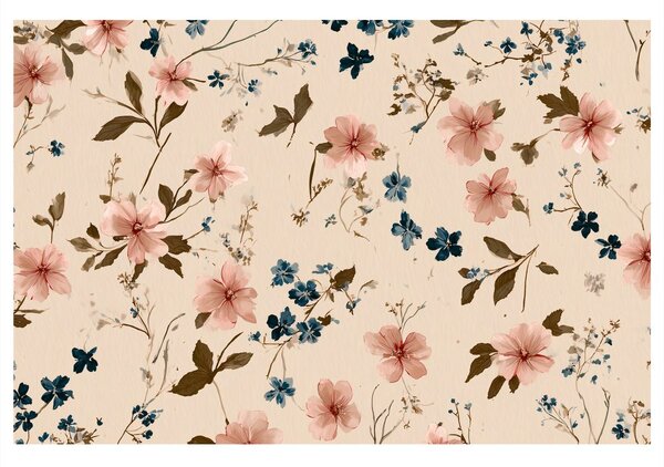 Tablou flori pastelate pe fundal bej