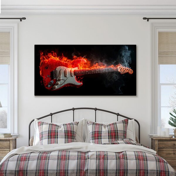 Tablou chitară electrică și foc