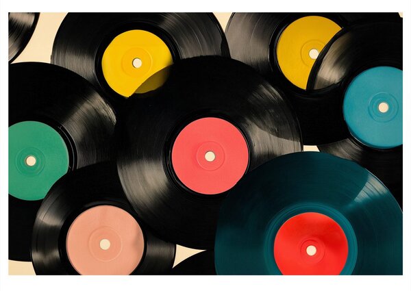 Tablou discuri de vinil retro muzicale