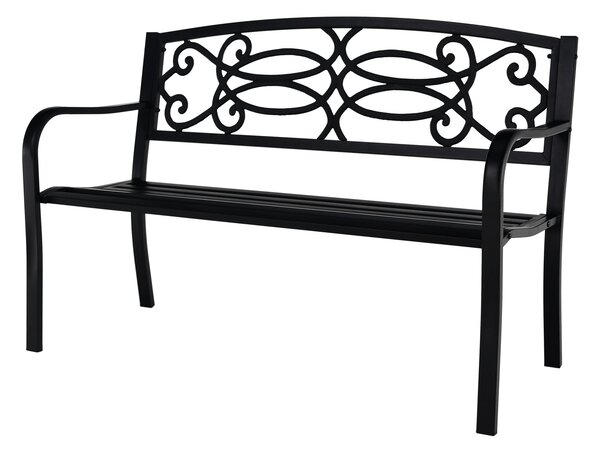 Banca gradina VENDA, negru, metal, 127x60x85 cm
