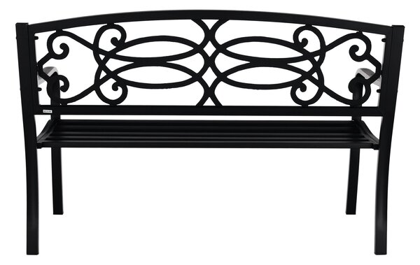 Banca gradina VENDA, negru, metal, 127x60x85 cm