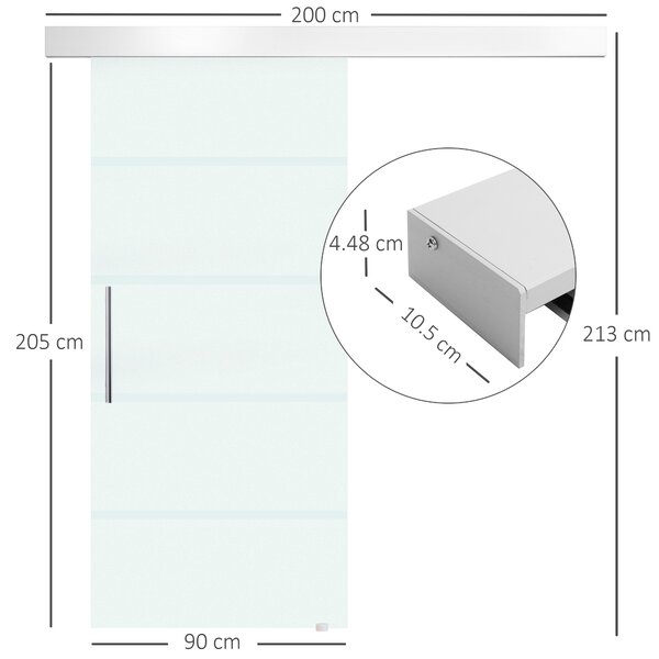 HOMCOM, usa glisanta din sticla securizata satinata, 90x205 cm | Aosom Romania