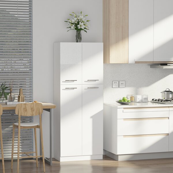 HOMCOM Dulap Compact cu Rafturi Ajustabile, 2 Compartimente, Design Modern, 59x31x155 cm, Alb | Aosom Romania