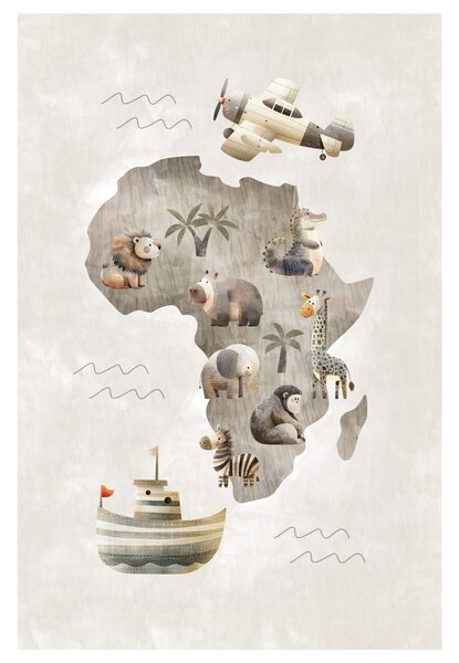 Tablou animale africane și avion