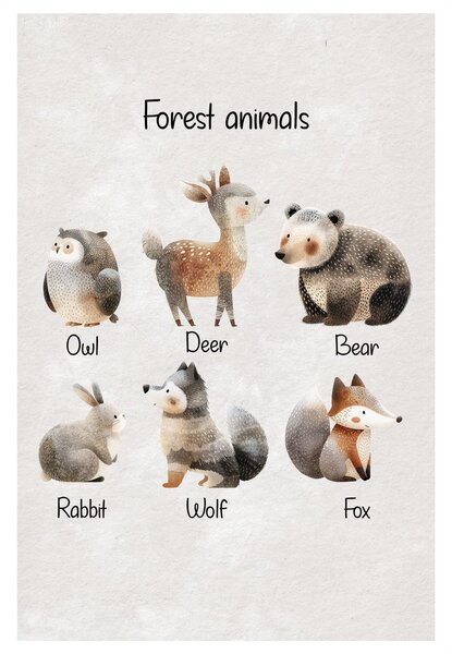 Tablou animale de pădure ilustrate