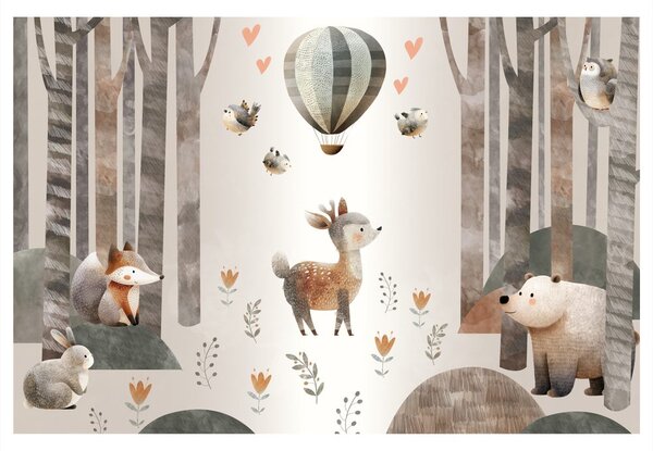 Tablou animăluțe de pădure și balon