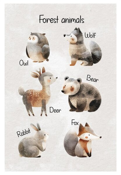 Tablou ilustrații cu animale de pădure