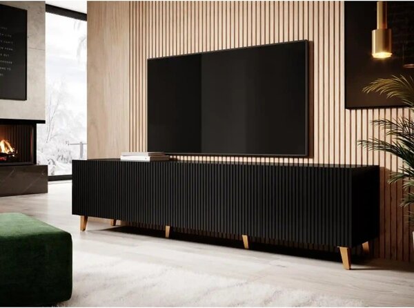 Comoda TV mare PAFOS, negru, PAL laminat, 200x40x52 cm