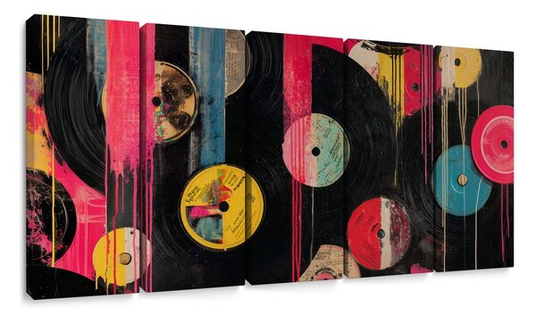 Tablou 5-piese discuri de vinil retro