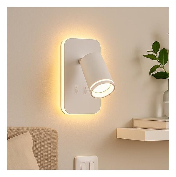 Aplica LED de perete tip spot PIPE 1xGU10/10W/230V + LED/6W, albă