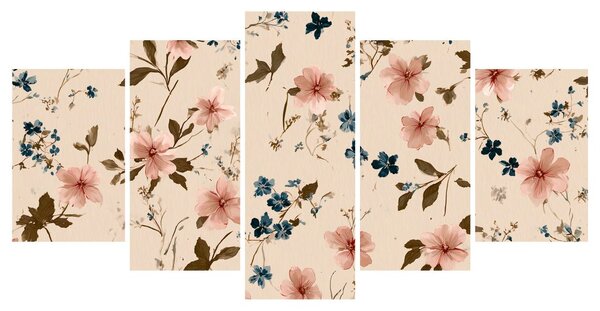 Tablou 5-piese armonii florale delicate