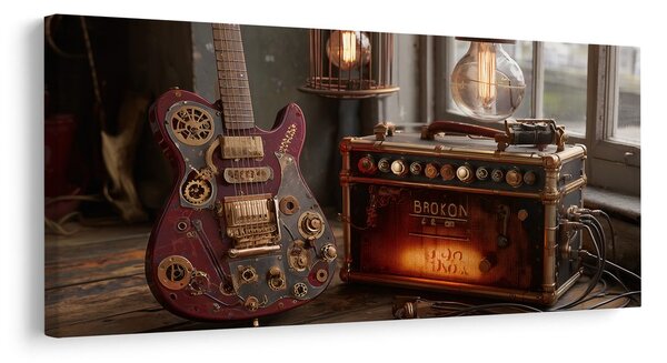 Tablou chitară vintage cu amplificator