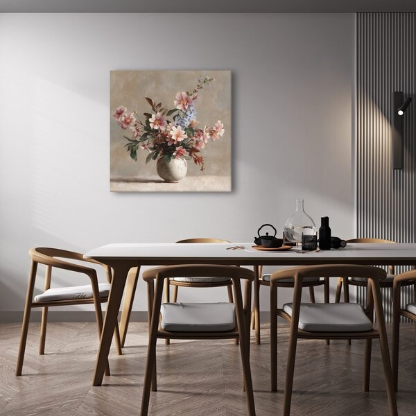 Tablou flori delicate în vază rustică