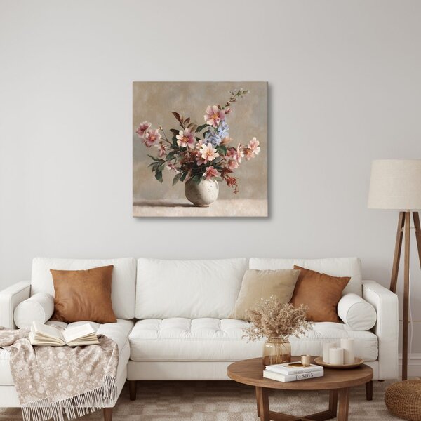 Tablou flori delicate în vază rustică