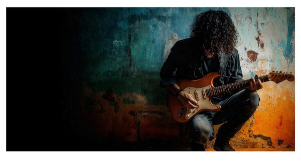 Tablou muzician cu chitară electrică