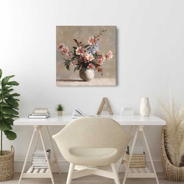 Tablou flori delicate în vază rustică