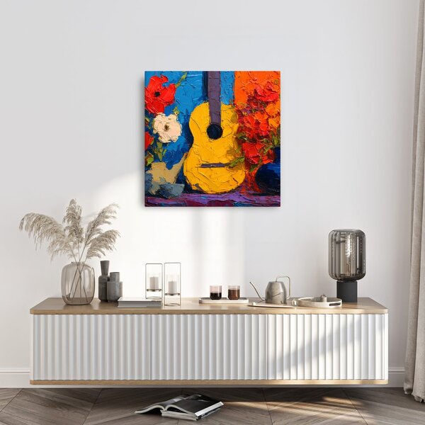 Tablou chitară cu compoziție florală