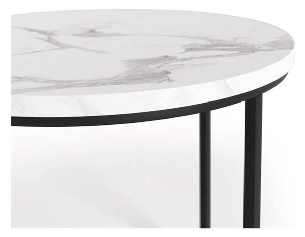 Set 2 masute cafea OREO, alb cu efect de marmura/negru