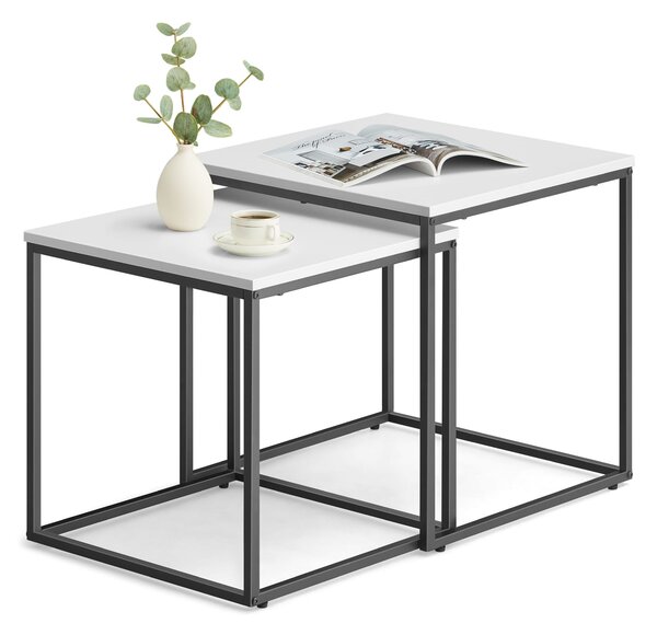 Set 2 piese mese de cafea QUADRO, albe