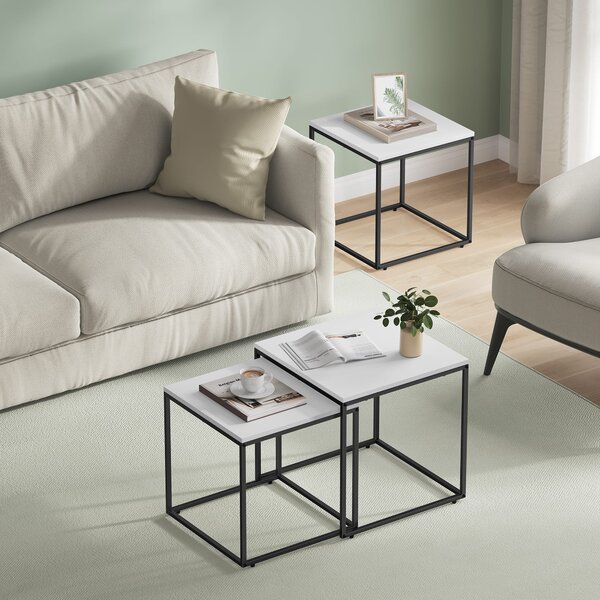 Set 2 piese mese de cafea QUADRO, albe