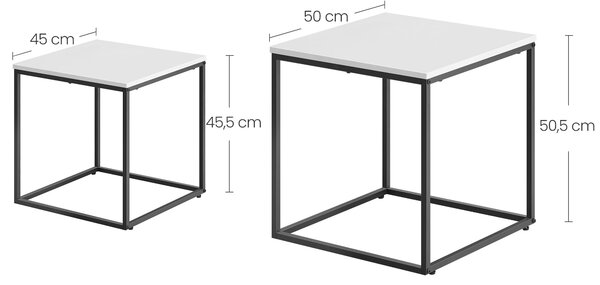 Set 2 piese mese de cafea QUADRO, albe