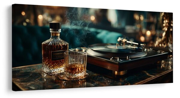 Tablou relaxare cu whisky și vinil