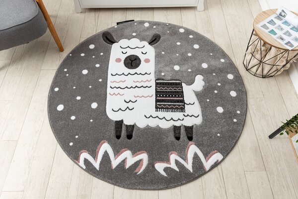 Covor PETIT LAMA cerc gri