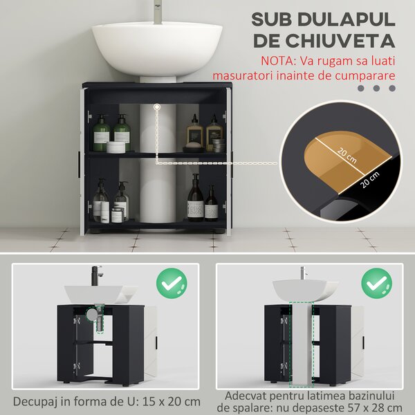 Kleankin Dulap pentru Chiuveta cu Picior, Dulap de Baie, Dulap de Depozitare pentru Chiuveta pentru Podea | Aosom Romania