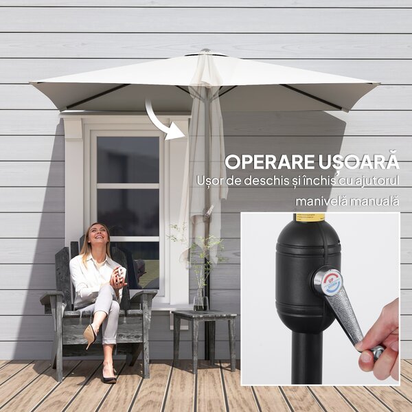Outsunny Umbrar de Perete Semicircular cu Manivelă, Design Compact pentru Terase și Balcoane, Crem | Aosom Romania