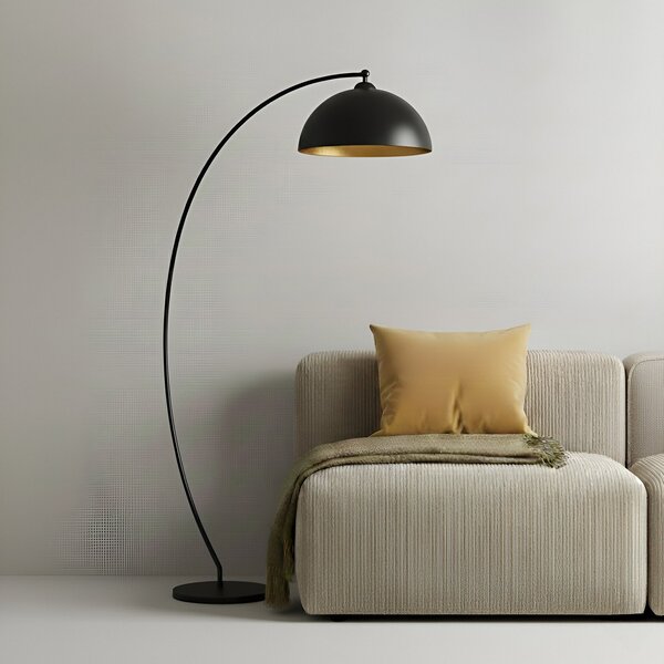 Lindby Lampă cu arc Jonera, negru, metal, E27, înălțime 185cm, Negru, Camera de zi / sufragerie, Metal, Viața tânără