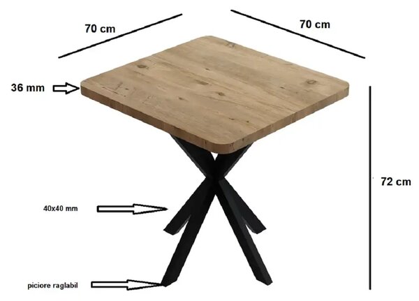 Masa bucatarie patrat texturata, Homs ,negru,70 x 70X75 cm,A0036