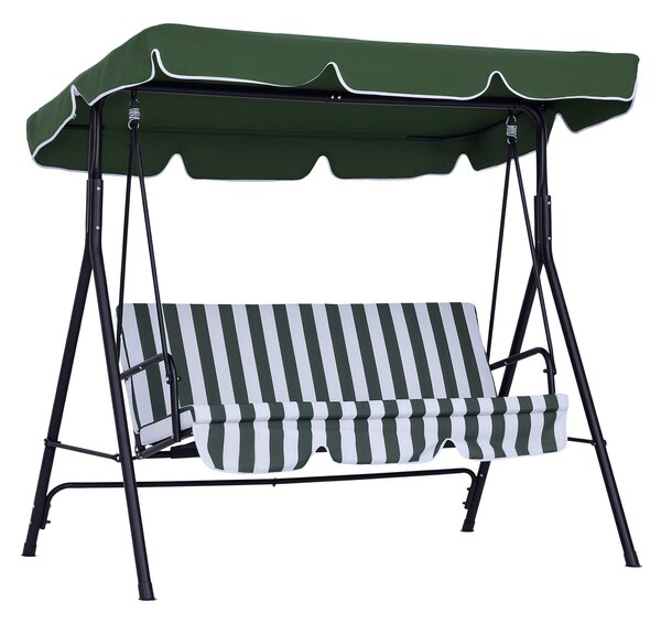 Outsunny Leagăn de Grădină cu 3 Locuri și Parasolar Basculant, 172×110×153 cm, Verde | Aosom Romania