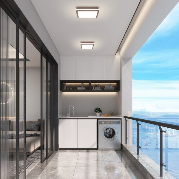Brilagi-LED Aplica de exterior cu senzor BENE, LED 24W, 230V, 26x26 cm, maro, IP54