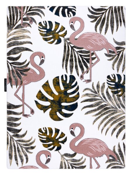 Covor PETIT GARDEN FLAMINGOS LUCRURI MONSTERA cremă
