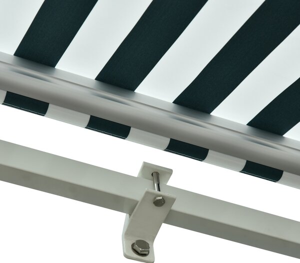Outsunny Copertina Soare cu Brate de Exterior Reglare cu Manivela, Metal si Poliester, 295x250cm Verde si Alba