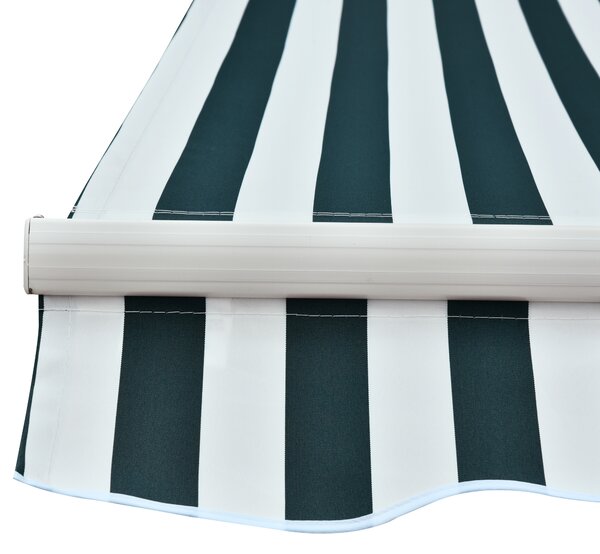 Outsunny Copertina Soare cu Brate de Exterior Reglare cu Manivela, Metal si Poliester, 295x250cm Verde si Alba