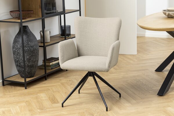 MAZZONI EXPORT SARETTA Bej (material Basel 24) - SCAUN MODERN PIVOTANT TAPIȚAT PENTRU SALON/SUFRAGERIE/BIROU LOFT