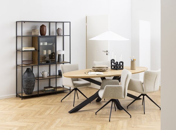 MAZZONI EXPORT SARETTA Bej (material Basel 24) - SCAUN MODERN PIVOTANT TAPIȚAT PENTRU SALON/SUFRAGERIE/BIROU LOFT