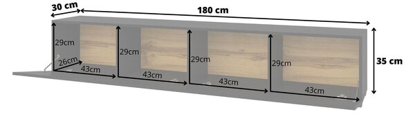Masă TV/Dulap Avernic Typ 40 (onyx negru + Stejar wotan). Promo -17%. 1042067