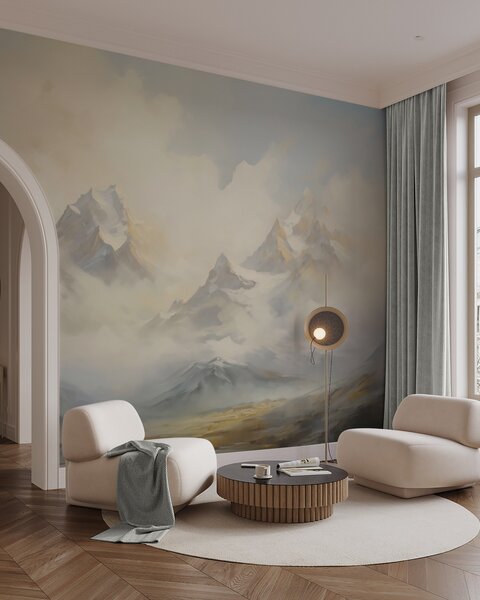 Tapet Imitarea peisajului montan de pictură, Fototapet Natură, w05873 : Uwalls.ro