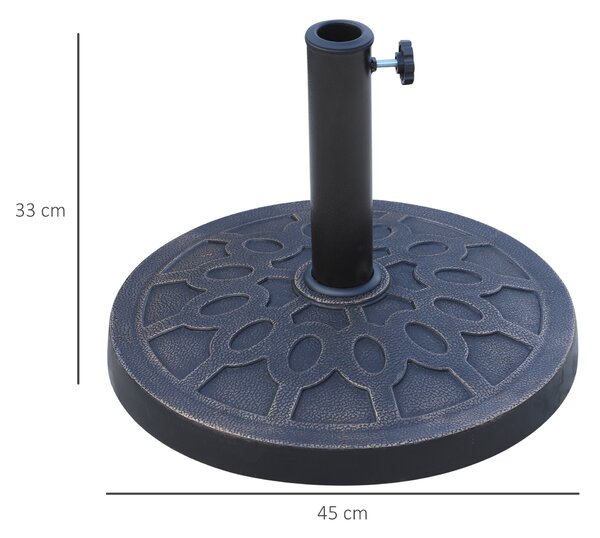 Outsunny Bază Rotundă pentru Umbrelă de Ø38 mm și Ø48 mm cu Mâner, Ø45x33 cm, Bronz | Aosom Romania