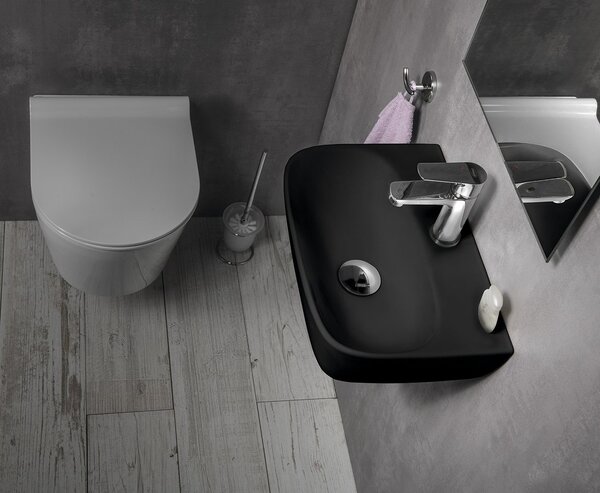 Sapho Sapho, chiuveta ceramica NERISSA 41,5x12,5x28,5 cm, negru mat, AR265B