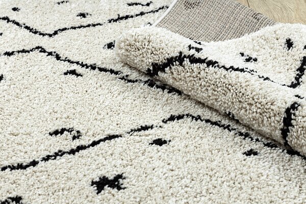 Covor Berber TETUAN B751 zigzag cremă Franjuri shaggy