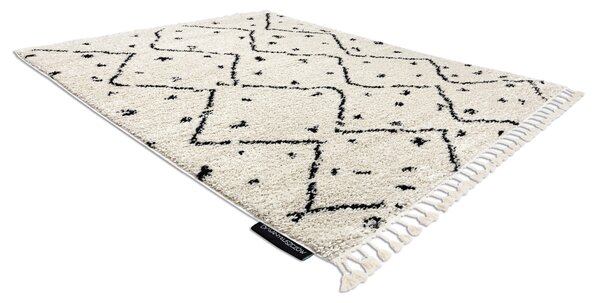Covor Berber TETUAN B751 zigzag cremă Franjuri shaggy