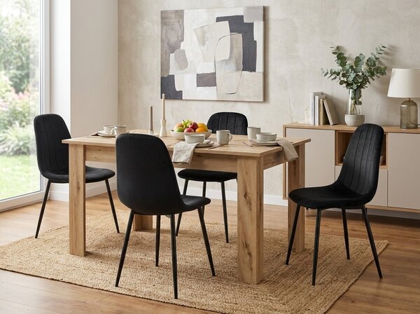 Scaun de masa PADVA VELVET cu picioare negre, negru