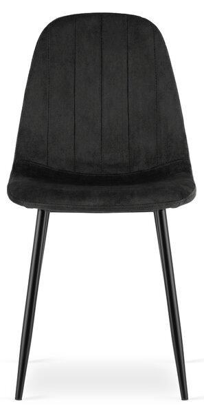 Scaun de masa PADVA VELVET cu picioare negre, negru
